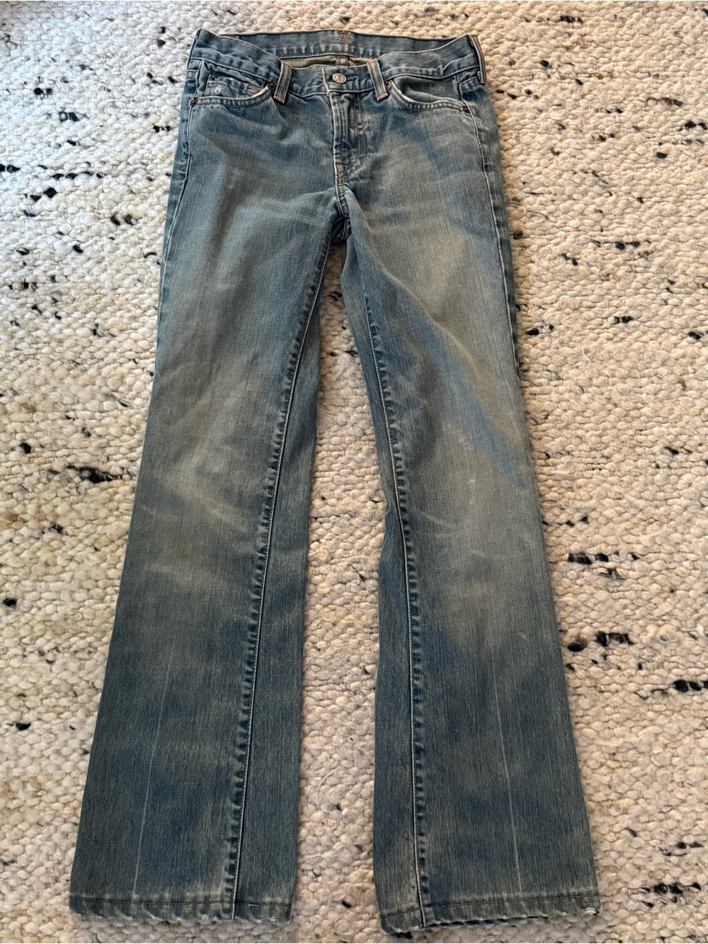 7 For All Mankind Medium Blue Flared Jeans Bootcut Y2K denim size 25